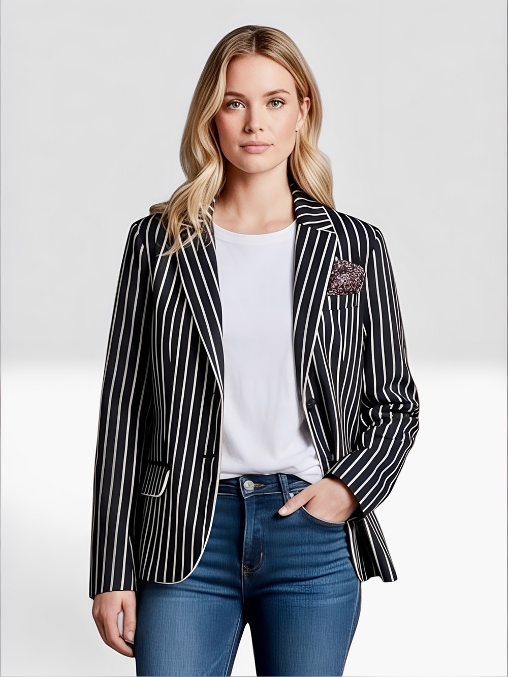 Gap Striped Academy Blazer Size 4 Navy Blue White Trim Collegiate Preppy